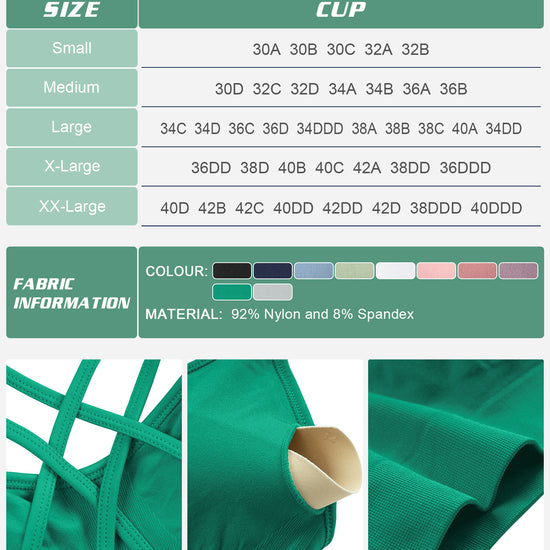 VEQKING Women's Cross Back Sports Bra Padded Strappy Medium Support Green