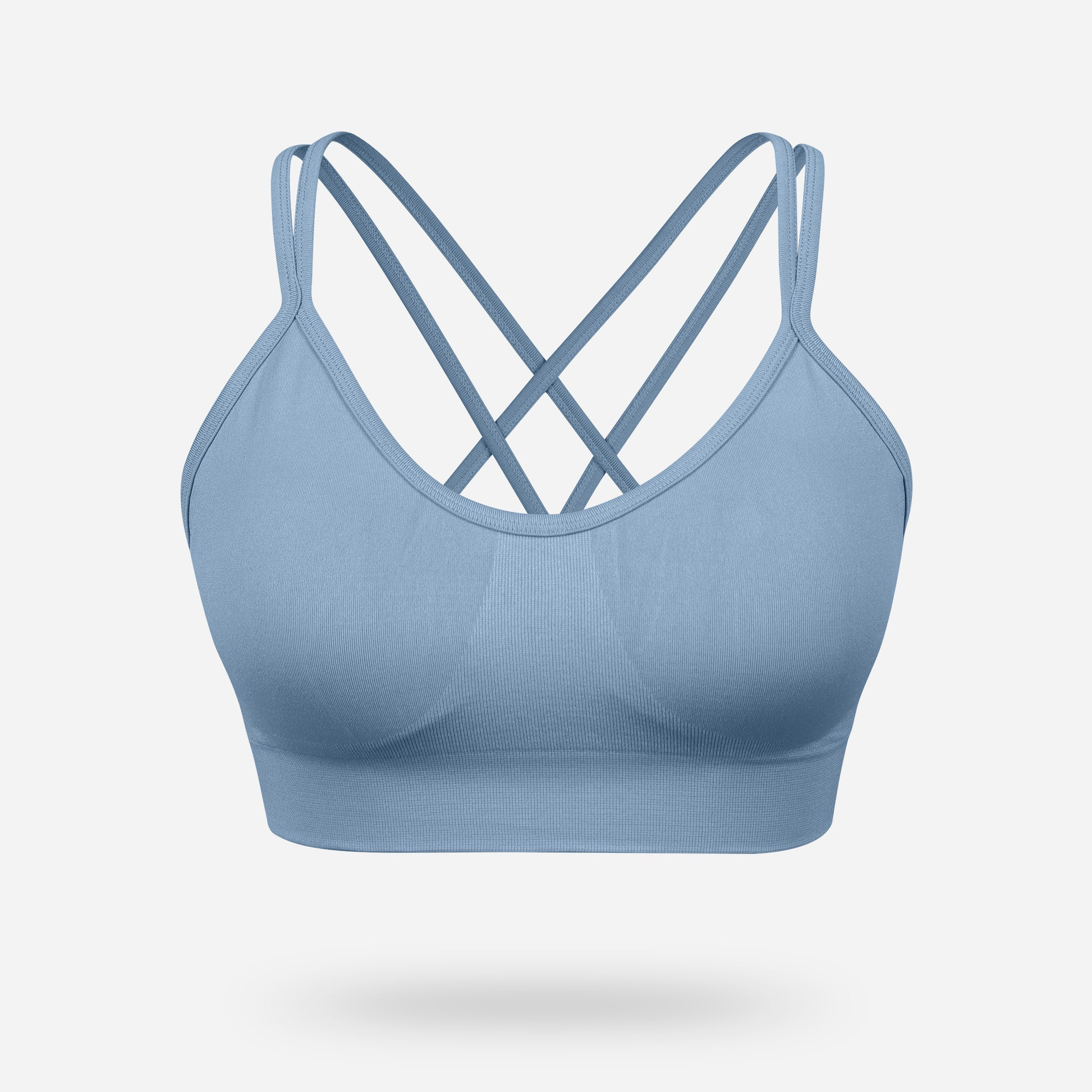 VEQKING Women's Cross Back Sports Bra Padded Strappy Medium Support Sky