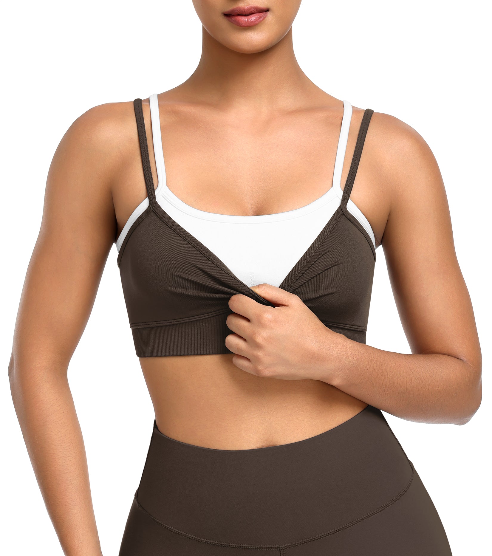 Wire-Free Seamless Contrast Layer Sports Bra