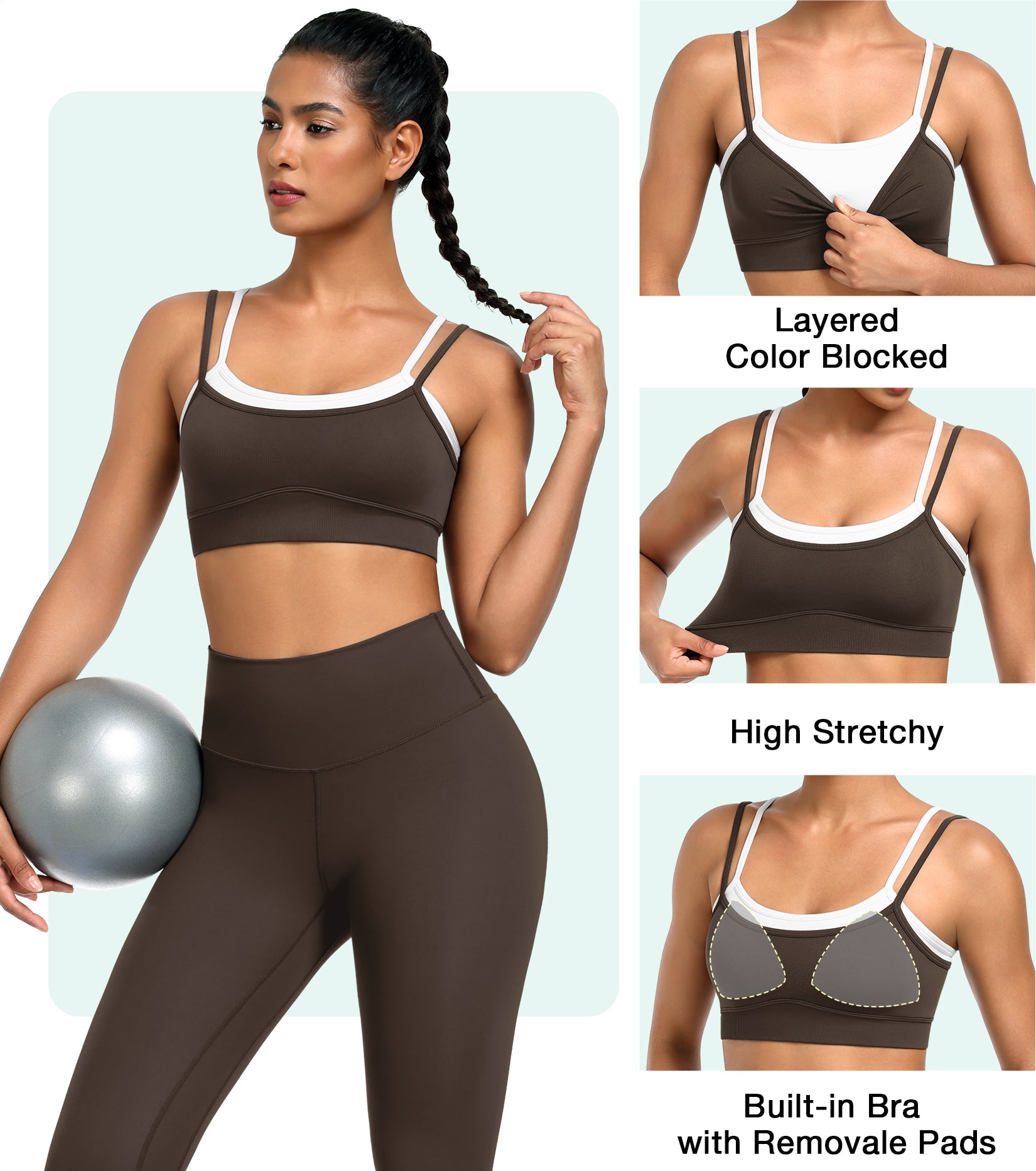Wire-Free Seamless Contrast Layer Sports Bra