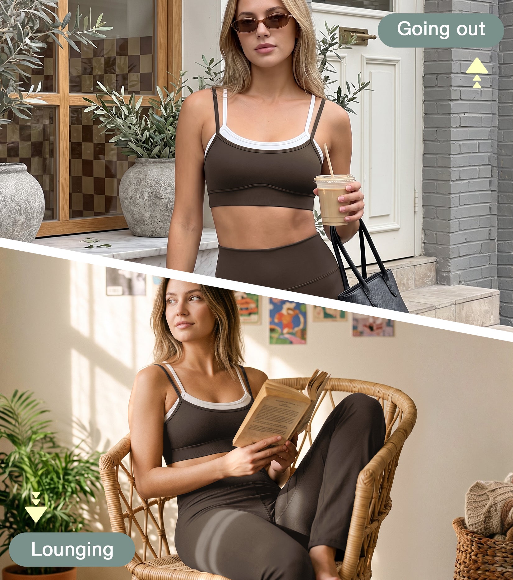 Wire-Free Seamless Contrast Layer Sports Bra