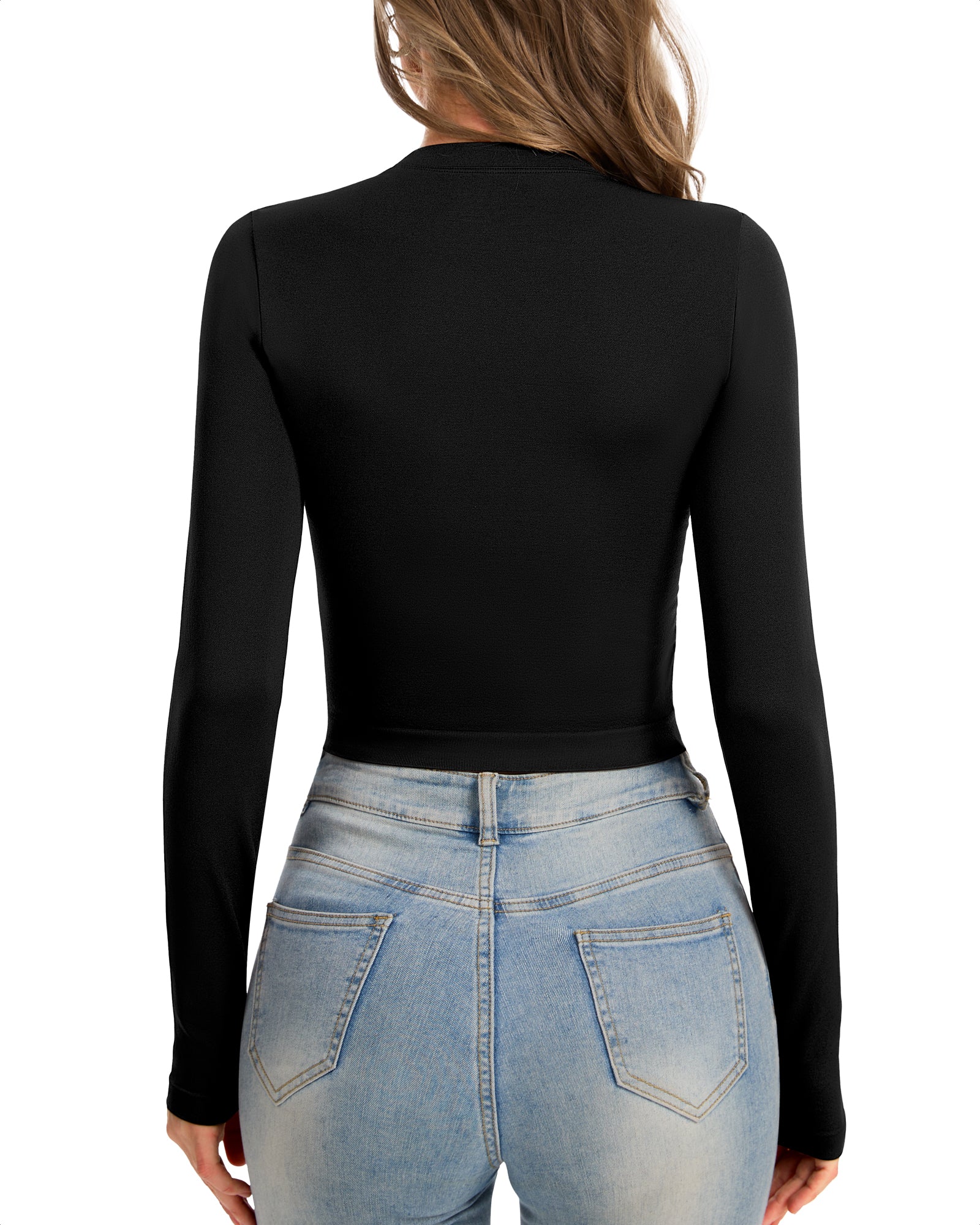 Women's Crew Neck Long Sleeve Crop Top