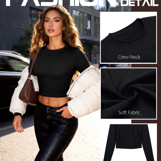 Women's Crew Neck Long Sleeve Crop Top