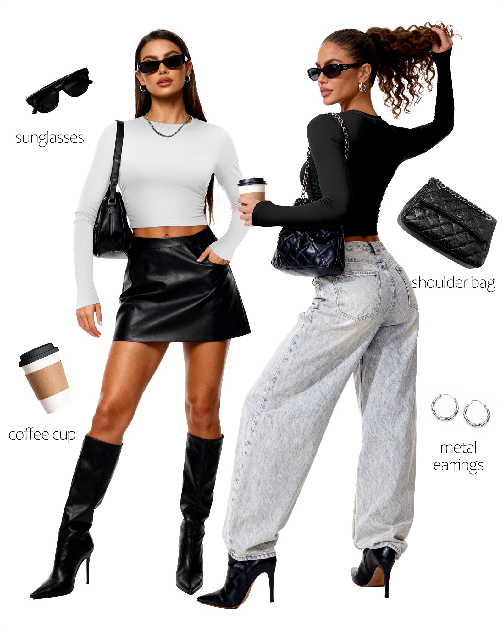 Women's Crew Neck Long Sleeve Crop Top