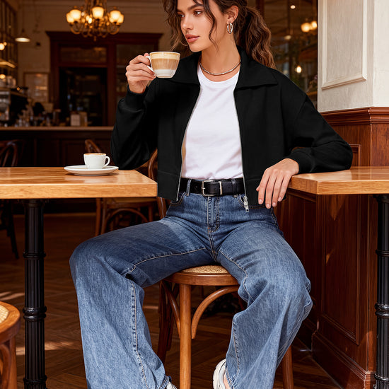 Y2K Double-Zip Ribbed Cropped Jacket