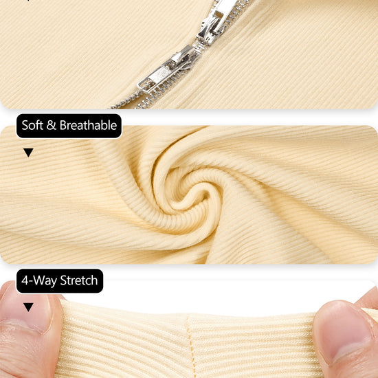 Y2K Double-Zip Ribbed Cropped Jacket Cream