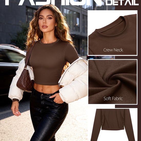 crew neck long sleeve crop top
